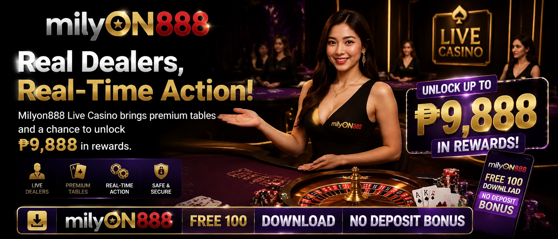 MILYON888 live casino lobby preview
